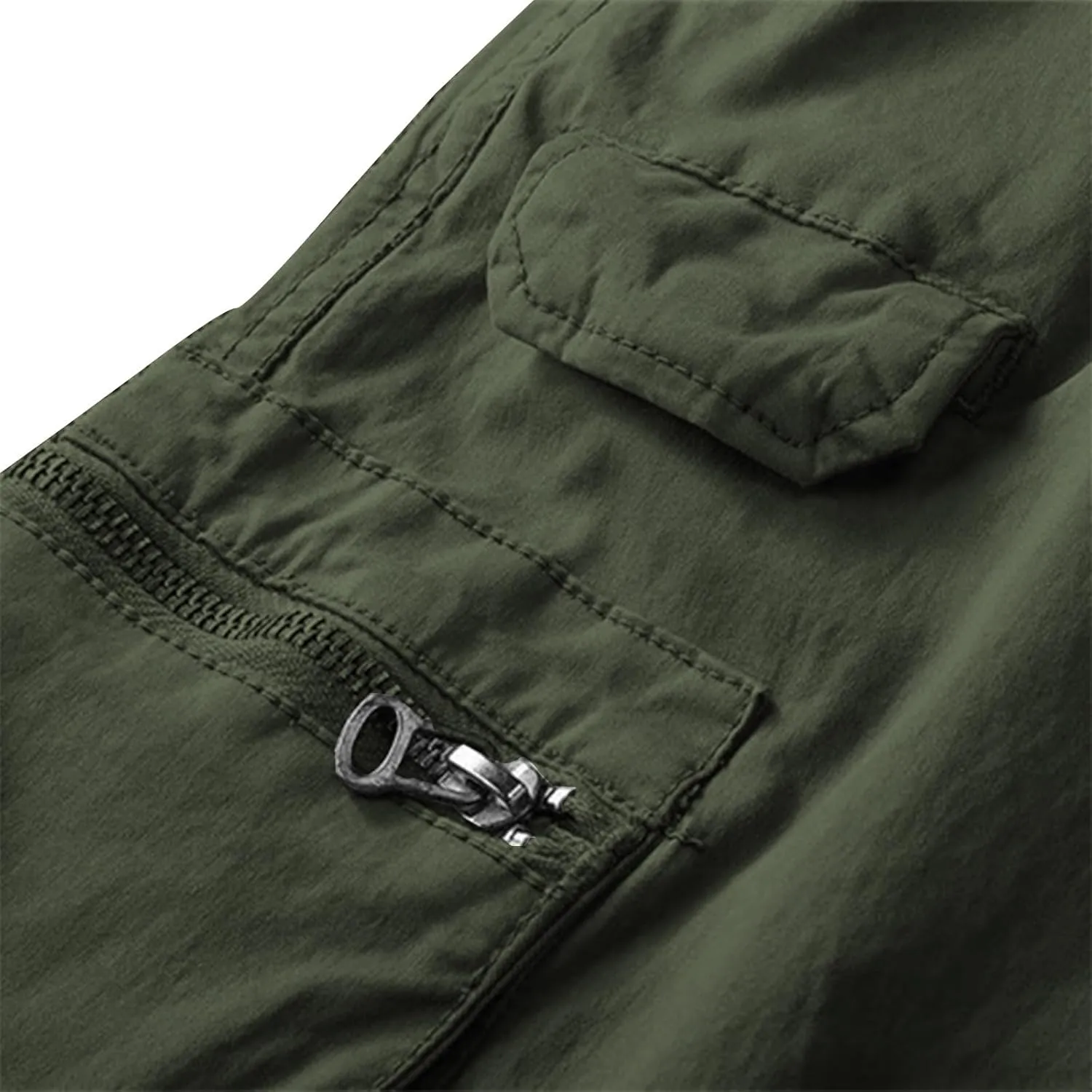 Men's Cargo Pants Slim Fit Work Pants with Zipper Pockets Elastic Waist Durable Outdoor Hiking Travel Jogger