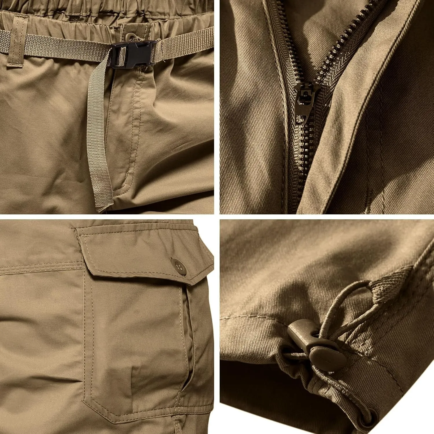 Mens Cargo Shorts 3/4 Relaxed Fit Army Tactical Running Shorts 7 Pockets Elastic Waist Cotton Sports Hiking Pants 2024 Trend