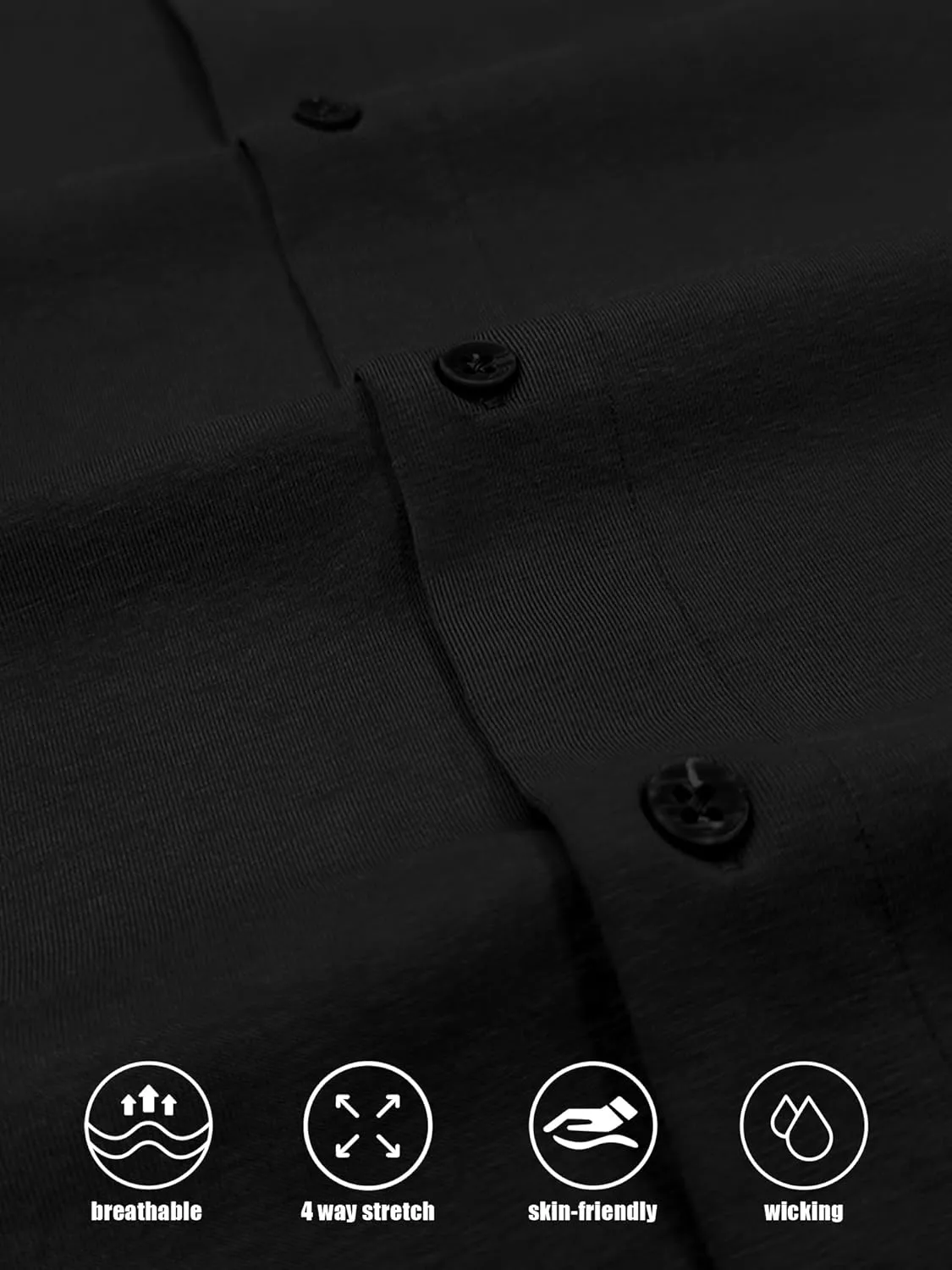 Men's Dress Shirt Slim Fit Button Down Shirt Long Sleeve No Cuff-Links Four Way Stretch Muscle Shirts for Men