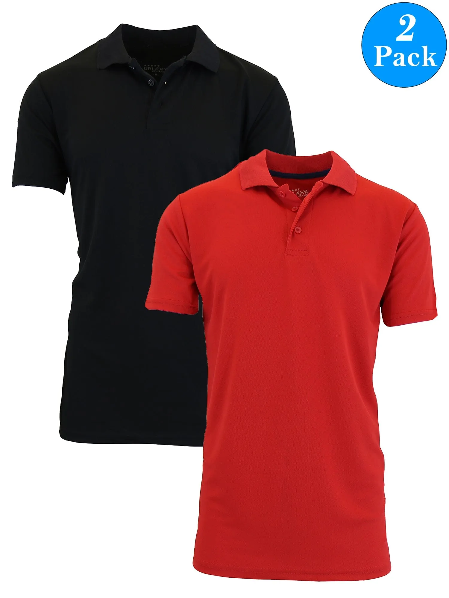 Men's Dry Fit Moisture-Wicking Polo Shirt (2-Pack)