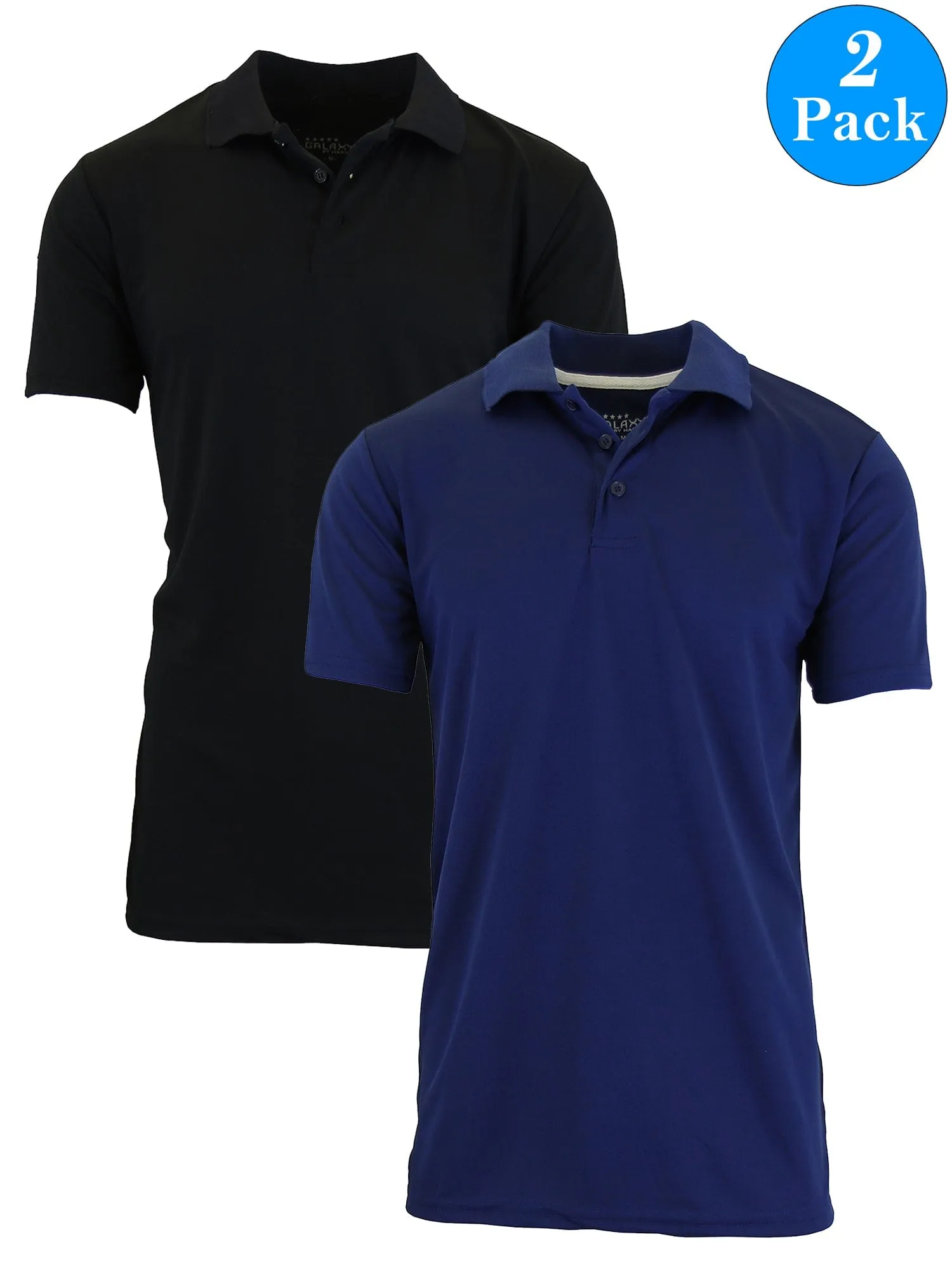 Men's Dry Fit Moisture-Wicking Polo Shirt (2-Pack)