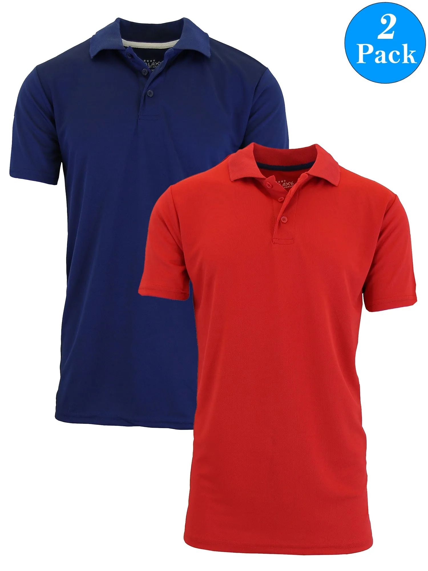 Men's Dry Fit Moisture-Wicking Polo Shirt (2-Pack)