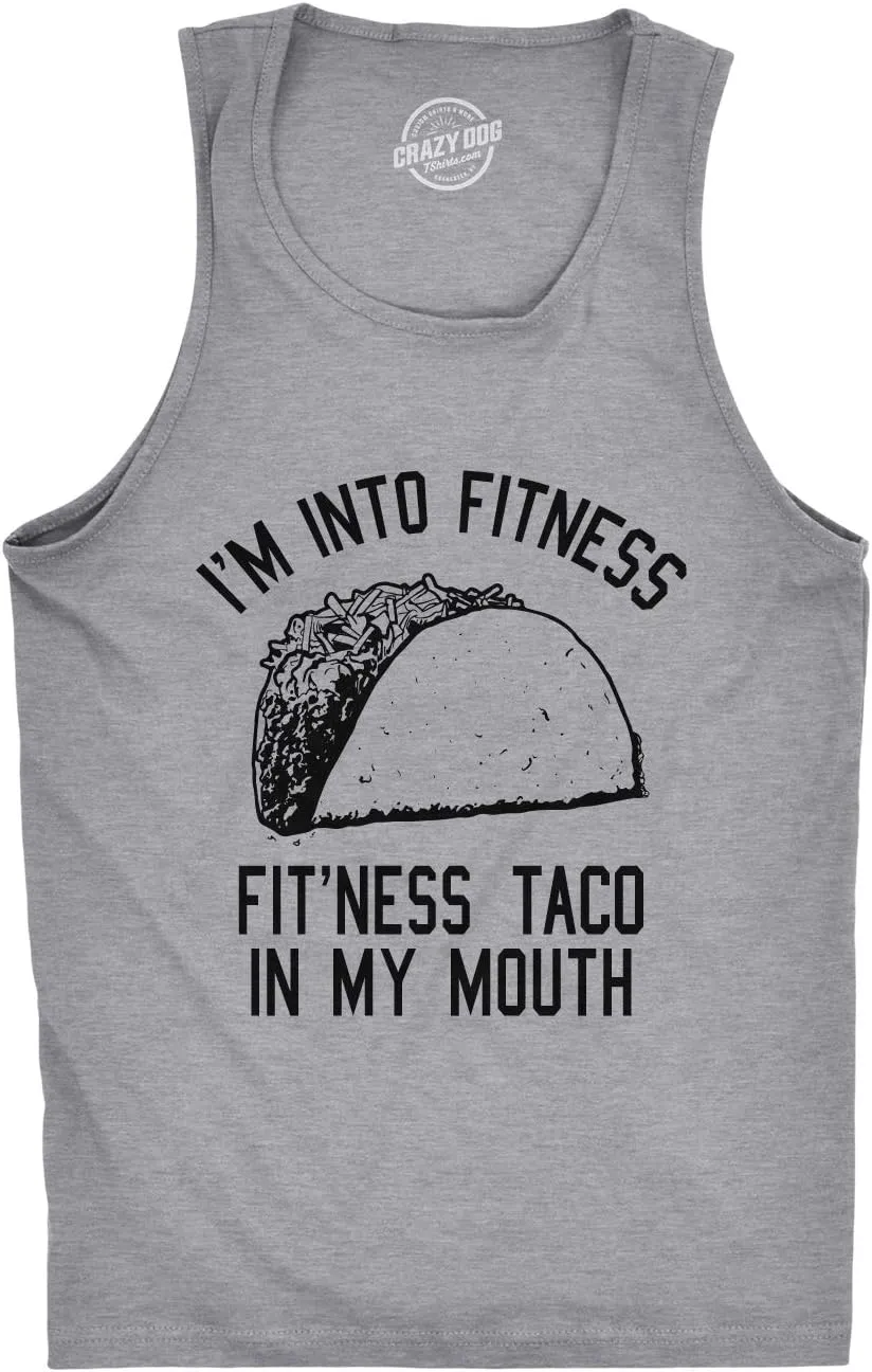 Mens Fitness Taco in My Mouth Tanktop Funny Shirt