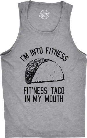 Mens Fitness Taco in My Mouth Tanktop Funny Shirt