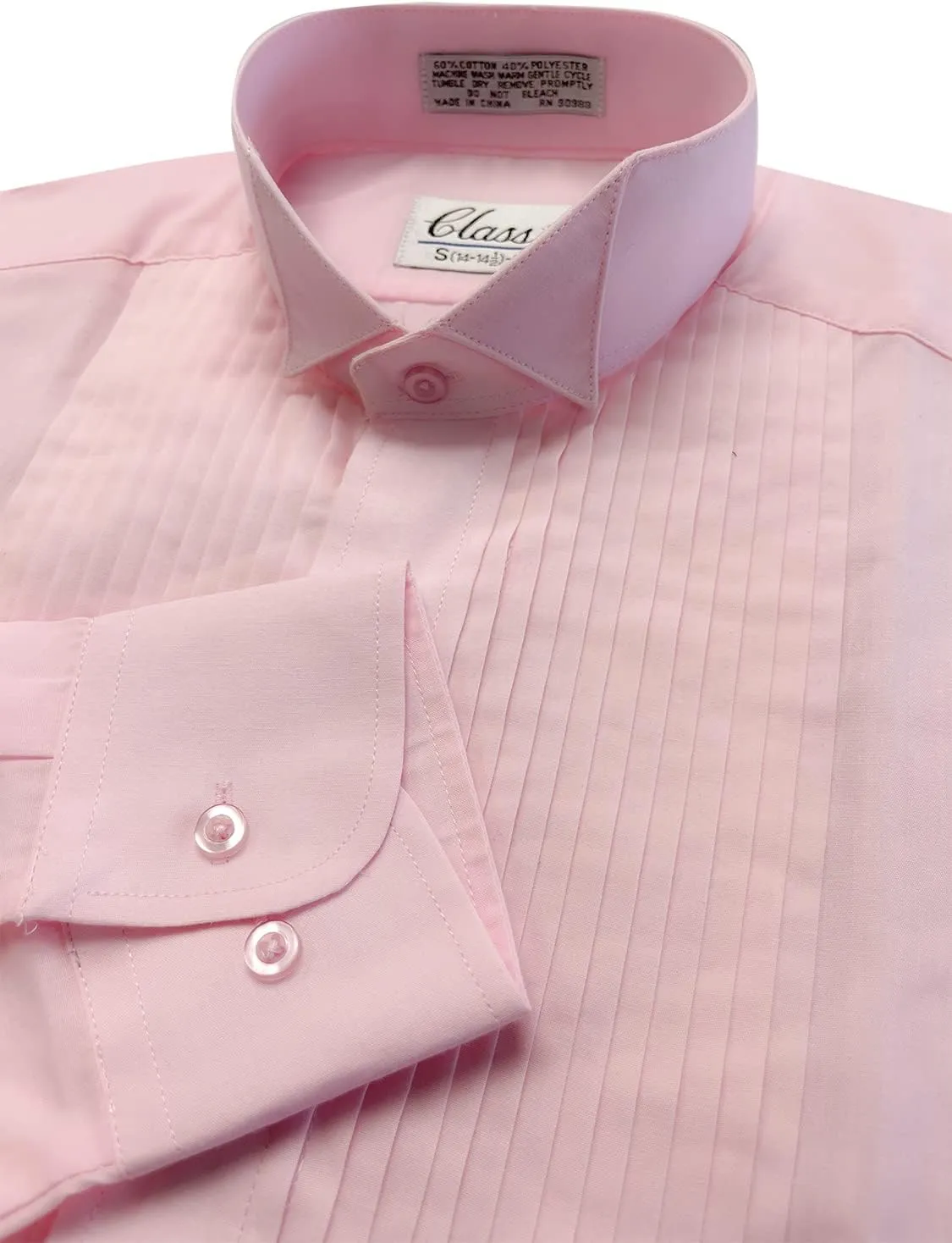 Mens Formal Wing Collar Tuxedo Shirt, 1/4" Pleat