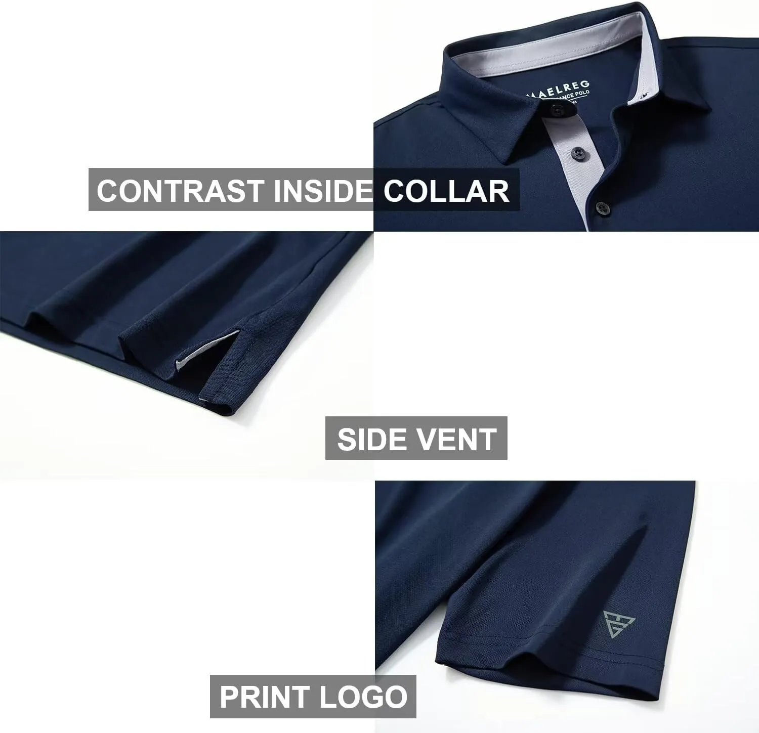 Mens Golf Shirt Short and Long Sleeve Moisture Wicking Dry Fit Performance Solid Casual Pique Golf Polo Shirts for Men