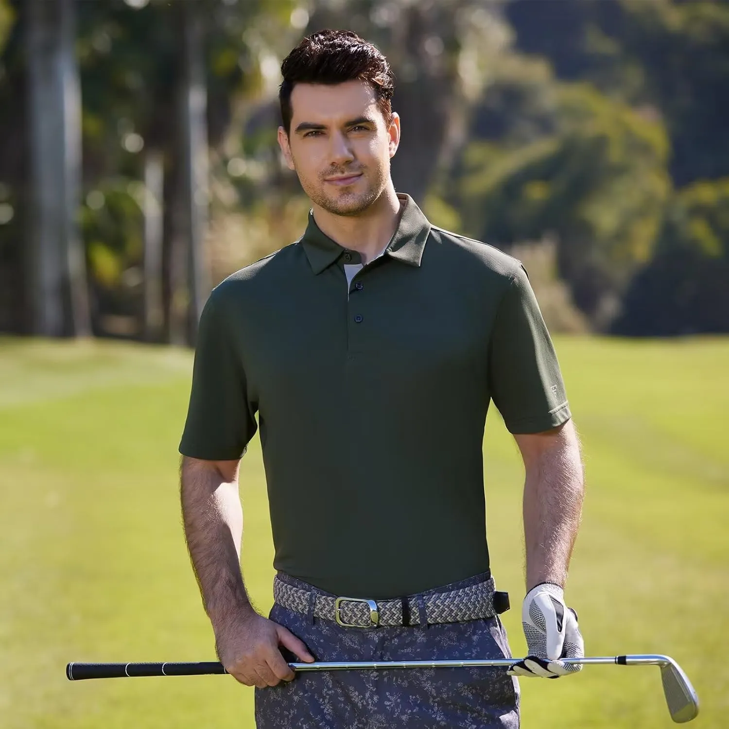 Mens Golf Shirt Short and Long Sleeve Moisture Wicking Dry Fit Performance Solid Casual Pique Golf Polo Shirts for Men
