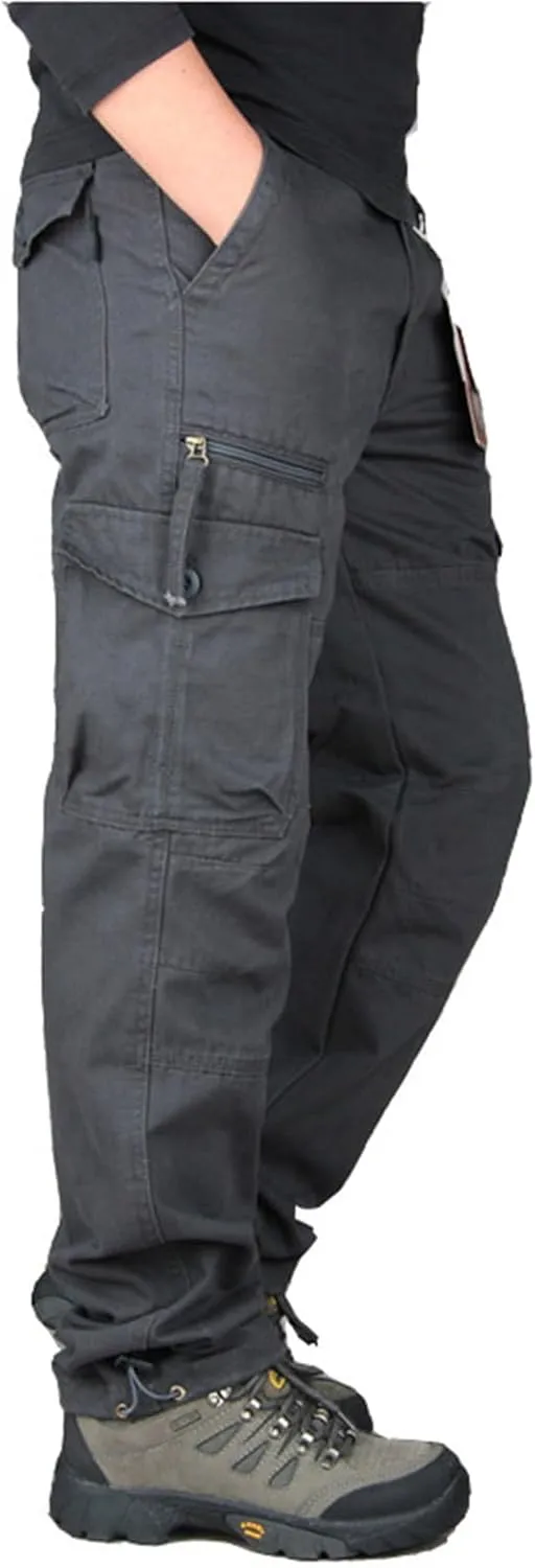 Men's Hiking Cargo Pants Combat Work Tactical Pants Casual Ripstop Trousers Straight Slim Fit Trousers with Pockets