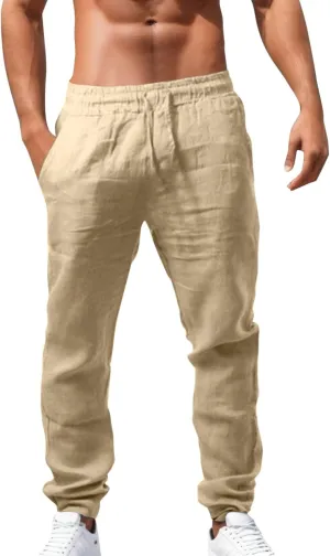 Men's Pant Casual Plain Joggers Gym Sports Yoga Sweatpant Tapered Elasticated Adjustable Waist Combat Pant