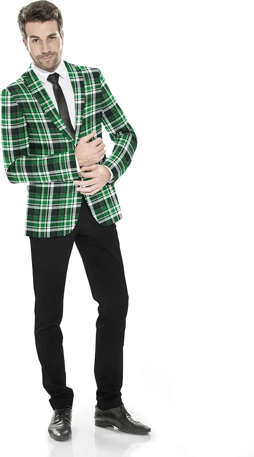 Men's Plaid Blazer 2 Button Lightweight Regular Fit Checked Plaid Suit Sport Coat Jacket Casual Daily Dress Jacket Sport Coat
