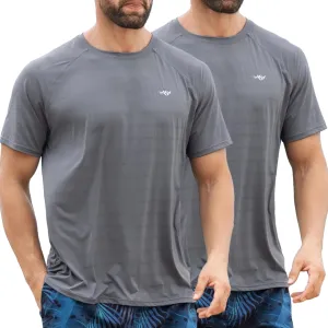 Men's Rash Guard Swim Shirts UPF 50  Short Sleeve Fishing Quick Dry Beach-Recommended Larger one