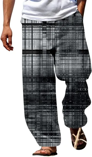 Mens Summer Casual Trousers Tactical Holiday Lightweight Vacation Beach Leisure Pant 2024 Drawstring Straight Leg Streetwear