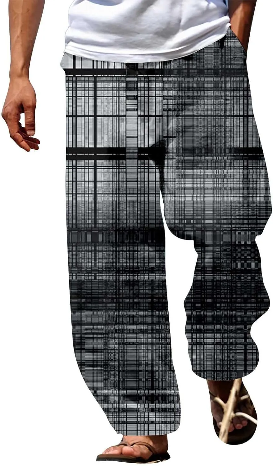 Mens Summer Casual Trousers Tactical Holiday Lightweight Vacation Beach Leisure Pant 2024 Drawstring Straight Leg Streetwear