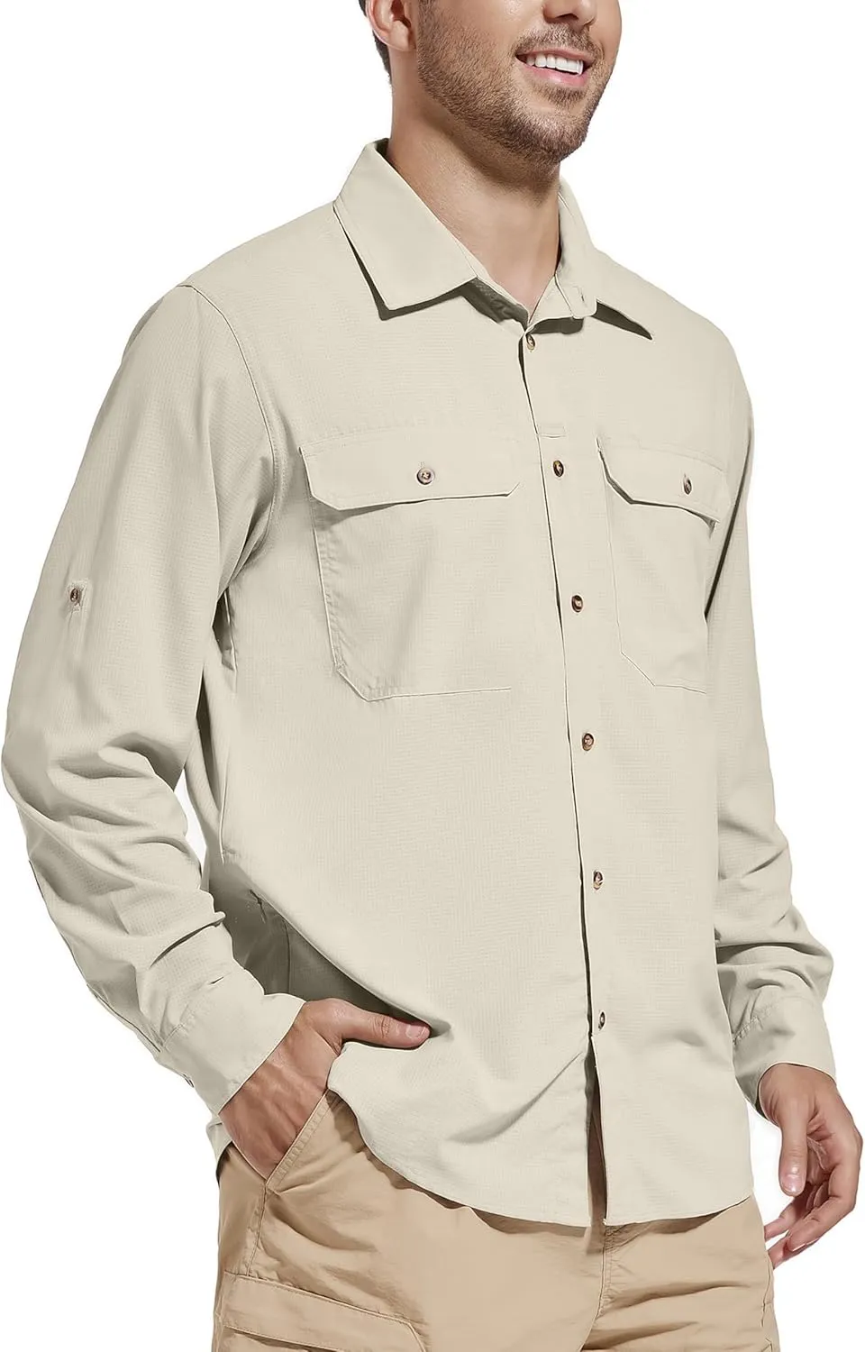 Men's Sun Protection Fishing Hiking Shirts UPF 50  UV Long Sleeve Lightweight Breathable Quick Dry Travel Work Shirt