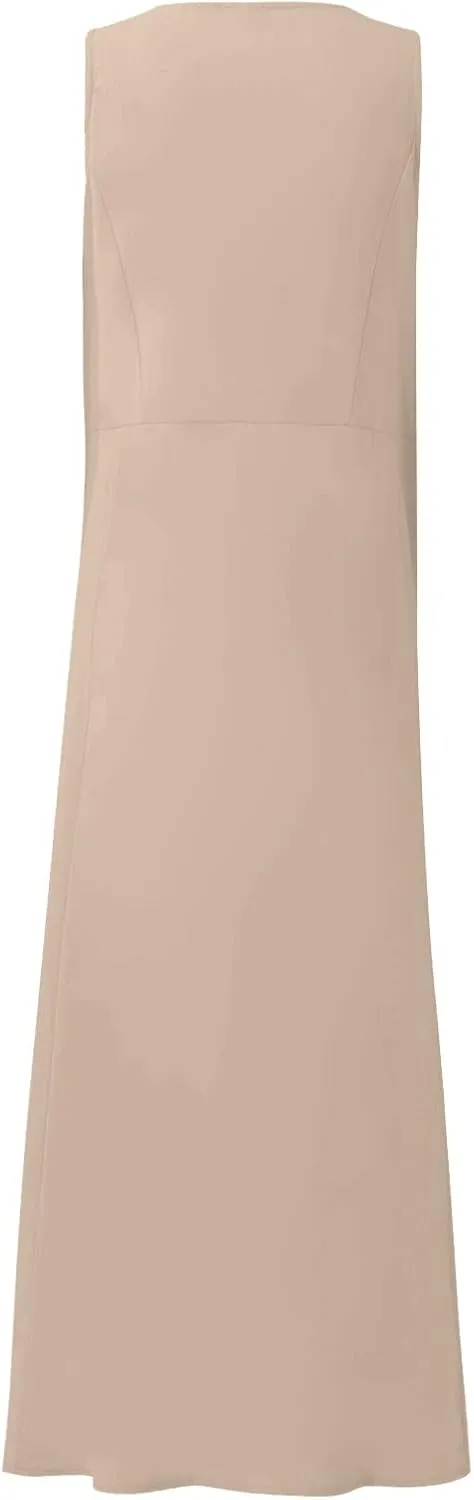 midelxp Summer Sundresses for Women Casual Loose Swing Beach Tank Dresses Sleeveless Solid Color Long Dresses with Pocket