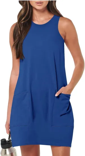midelxp Tank Dresses for Women 2025 Casual Summer Sleeveless Dress with Pockets Boho Beach Dress Comfy Vacation Mini Sundress