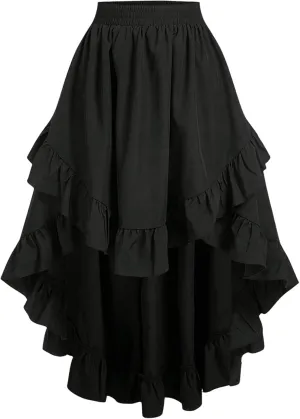 Milumia Women's Asymmetrical Ruffle Hem Skirt Elastic High Waisted High Low Long Skirts