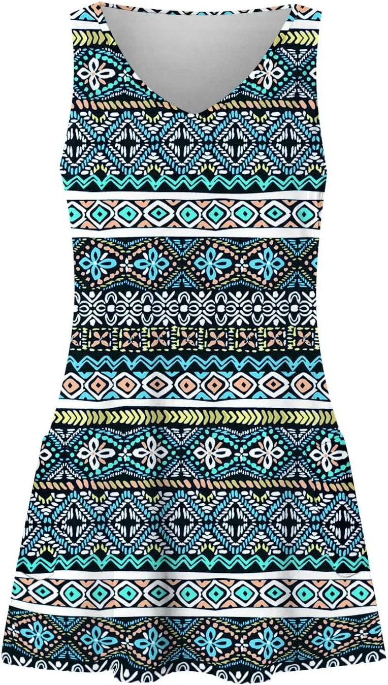 Mini Sundresses for Women Summer Trendy Plus Size Flowy Sexy V Neck Off The Shoulder Sleeveless Floral Short Dress