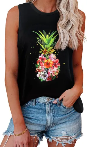 My Sky Womens Tank Tops Summer T Shirts Sleeveless Casual Cute Loose Tunic Blouses