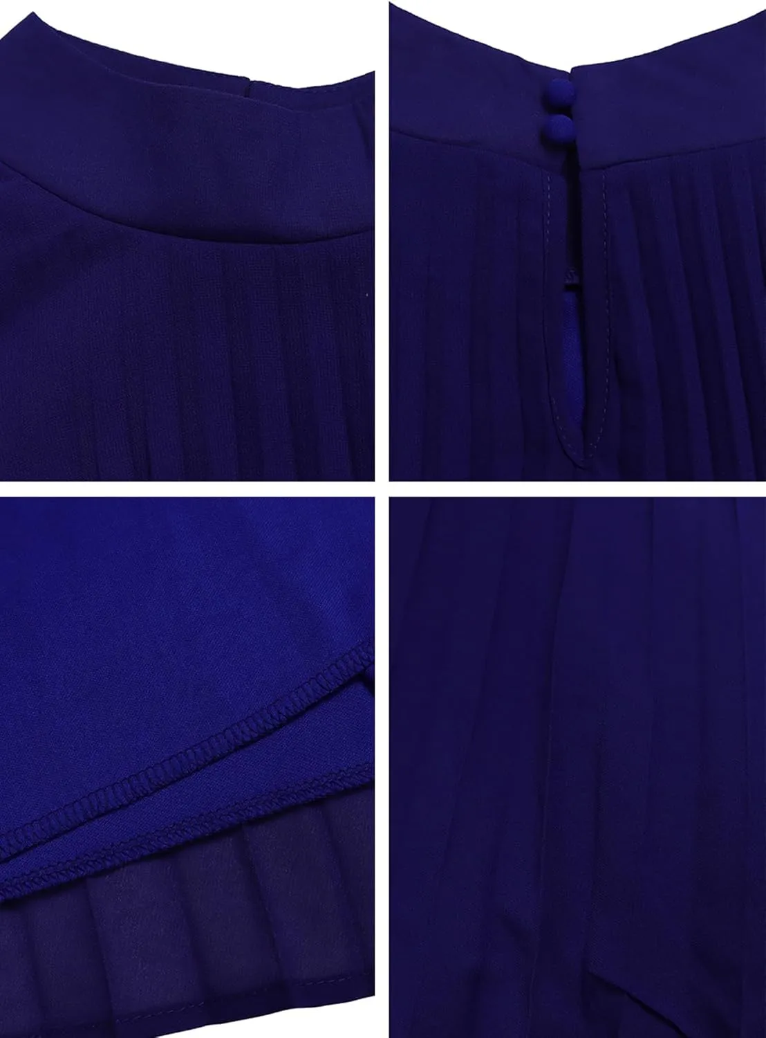 OMZIN Women's Stand Collar Pleated Cape Sleeve Dress Loose Knee Length Club Dress Summer Solid Color Dress