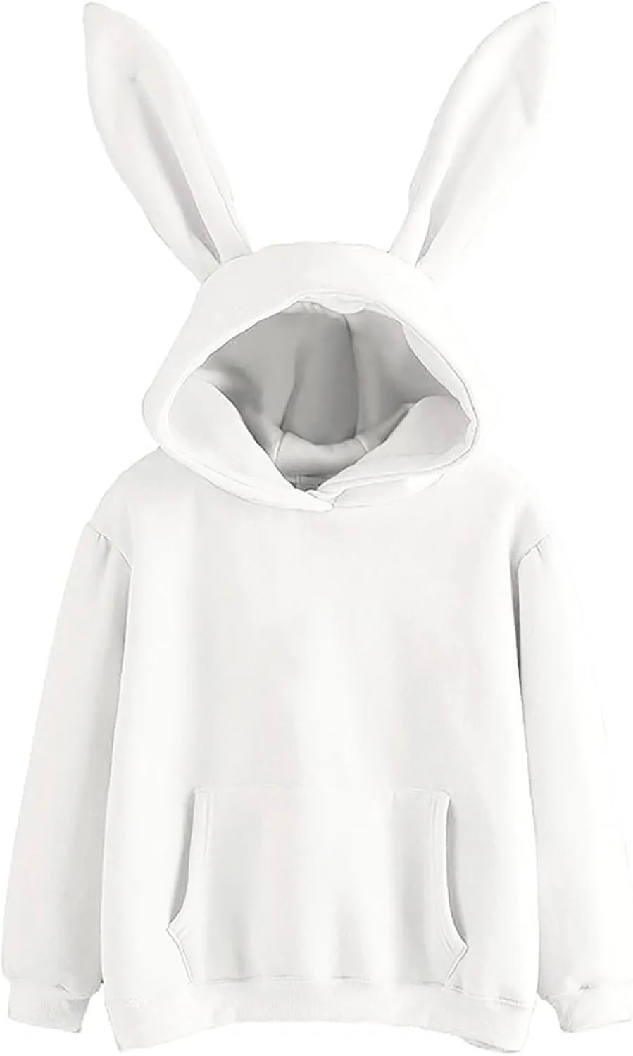 Oplxuo Women Bunny Ear Hoodies Kawaii Pullover Tops Rabbit Ear Sweatshirt with Pocket Cute Animal Hoodie for Teen Girls