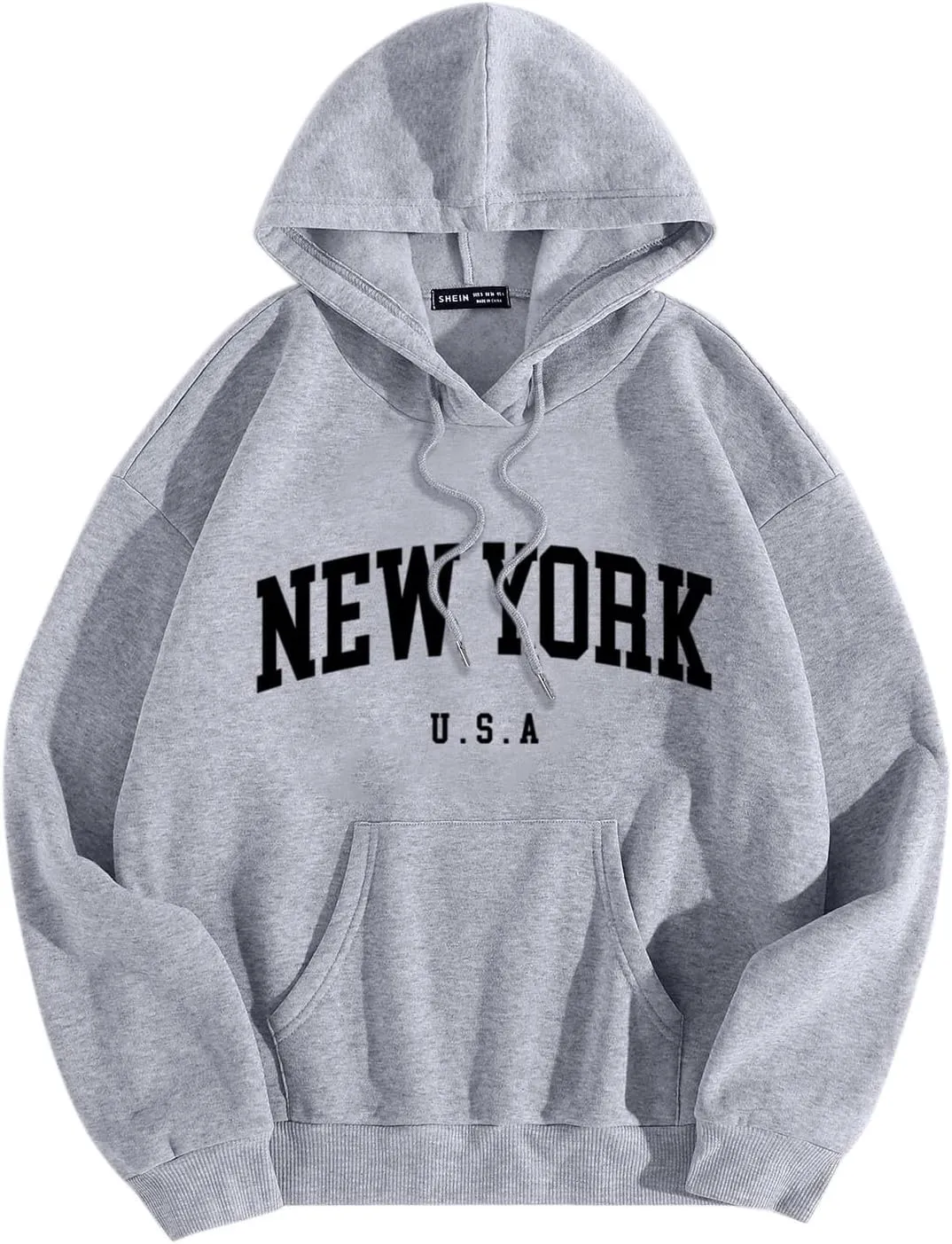 Oversized Hoodies for Men New York Hoodies for Men Letter Print Oversized Sweatshirts Pullover Long Sleeve Drawstring Pockets Fashion Tops Unisex Todays Deals in Clearance