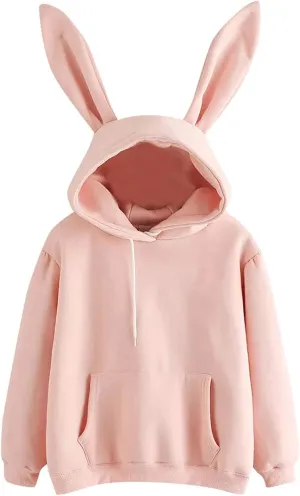 Oversized Hoodies for Teen Girls Cute Bunny Ears Hoodies Kawaii Anime Rabbit Ear Hooded Sweatshirts Teen Girl Clothes Tops