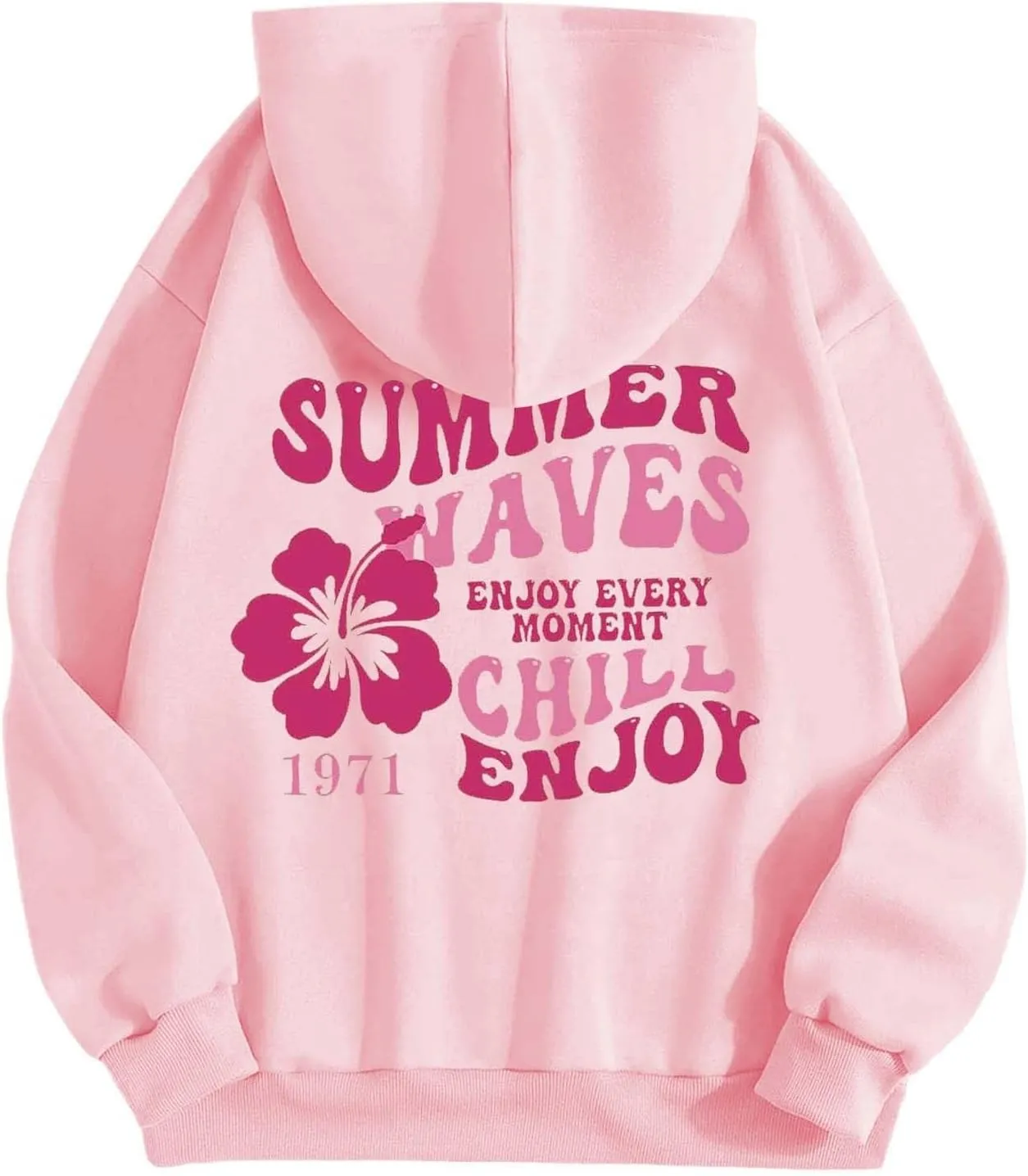 Oversized Hoodies For Women Graphic Trendy Y2K Preppy Clothes Long Sleeve Florals Pink Palm Puff Hoodie Sweatshirt