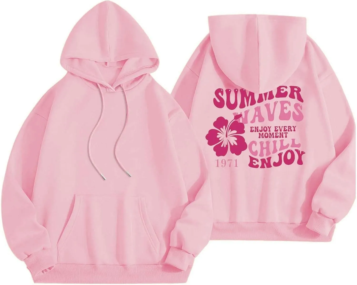 Oversized Hoodies For Women Graphic Trendy Y2K Preppy Clothes Long Sleeve Florals Pink Palm Puff Hoodie Sweatshirt