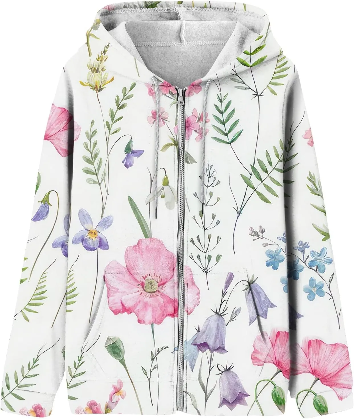 Oversized Sweatshirt For Women,Womens Casual Print Zip Up Hoodie Trendy Long Sleeve Sweatshirt With Pockets