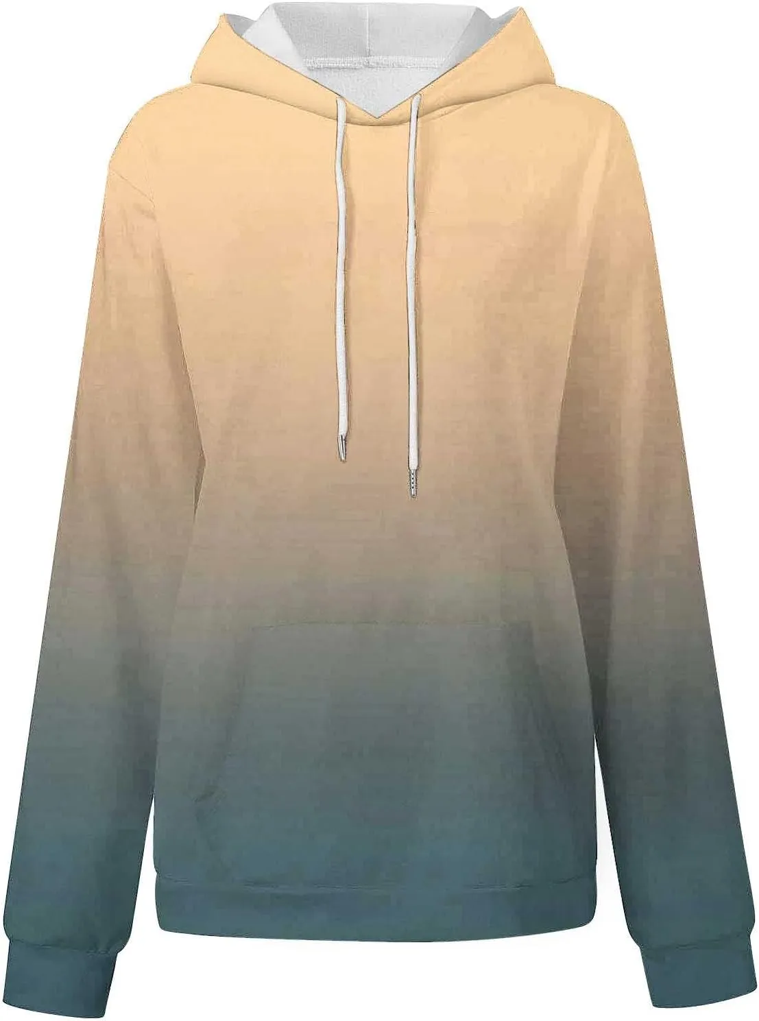 Oversized Sweatshirts for Teen Girl Trendy Gradient Colorblock Hoodies Women Drop Shoulder Long Sleeve Pullover Hoody