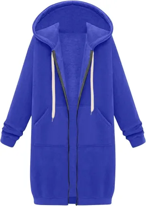 Palaver Long Hoodies for Women oversized Zipper Hooded Jacket Winter Lightweight Fall Casual Sweatshirts with Pockets