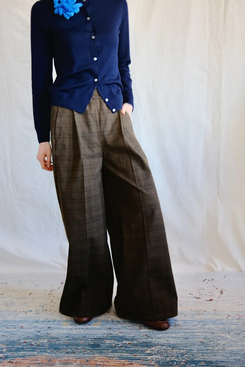Palazzo pants. Checkered. Maron