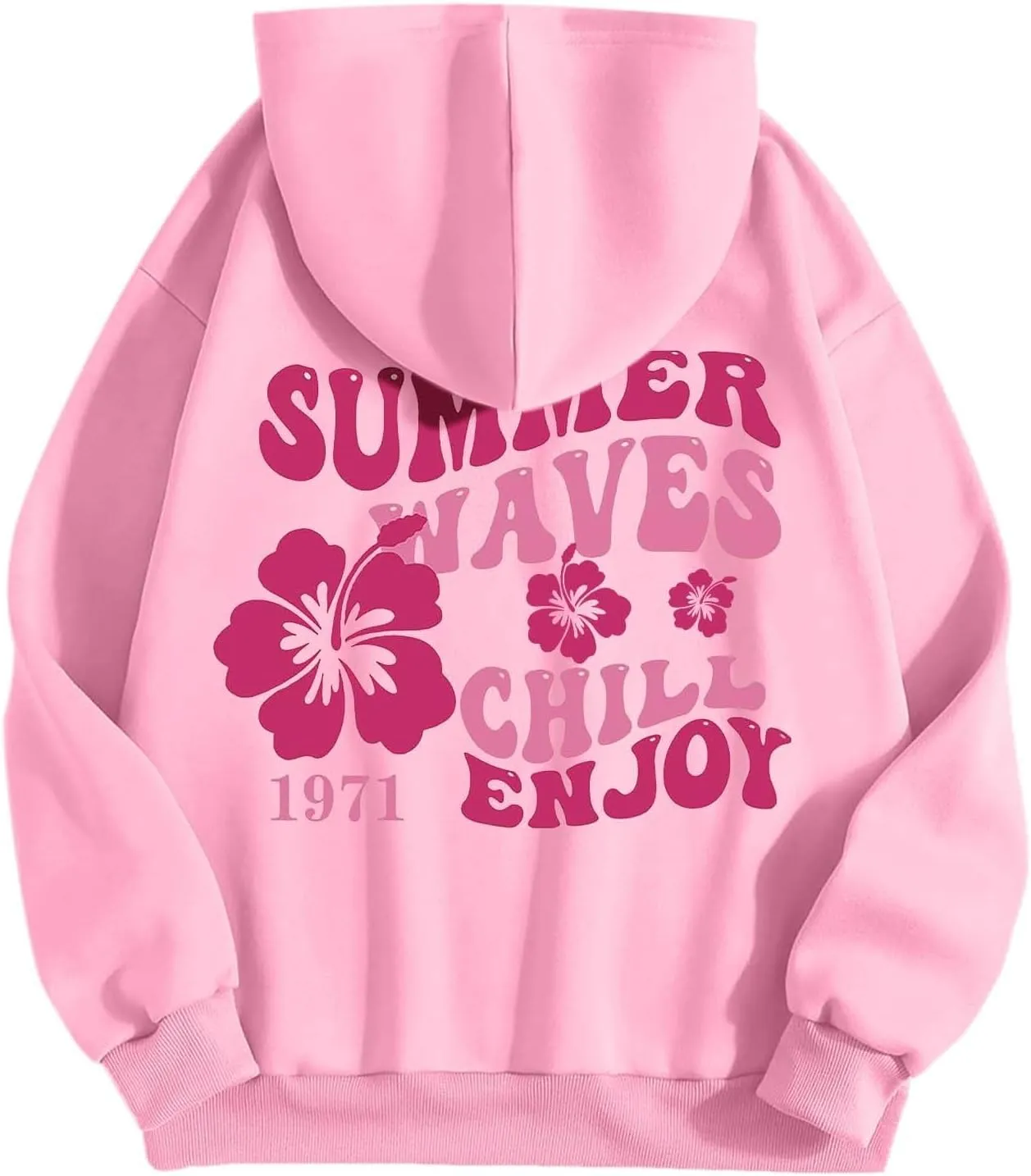 Pink Puff Hoodies for Womens Teen Girls Cute Graphic Hoodie Y2k Oversized Preppy Pullover Sweatshirts Tops with Pocket