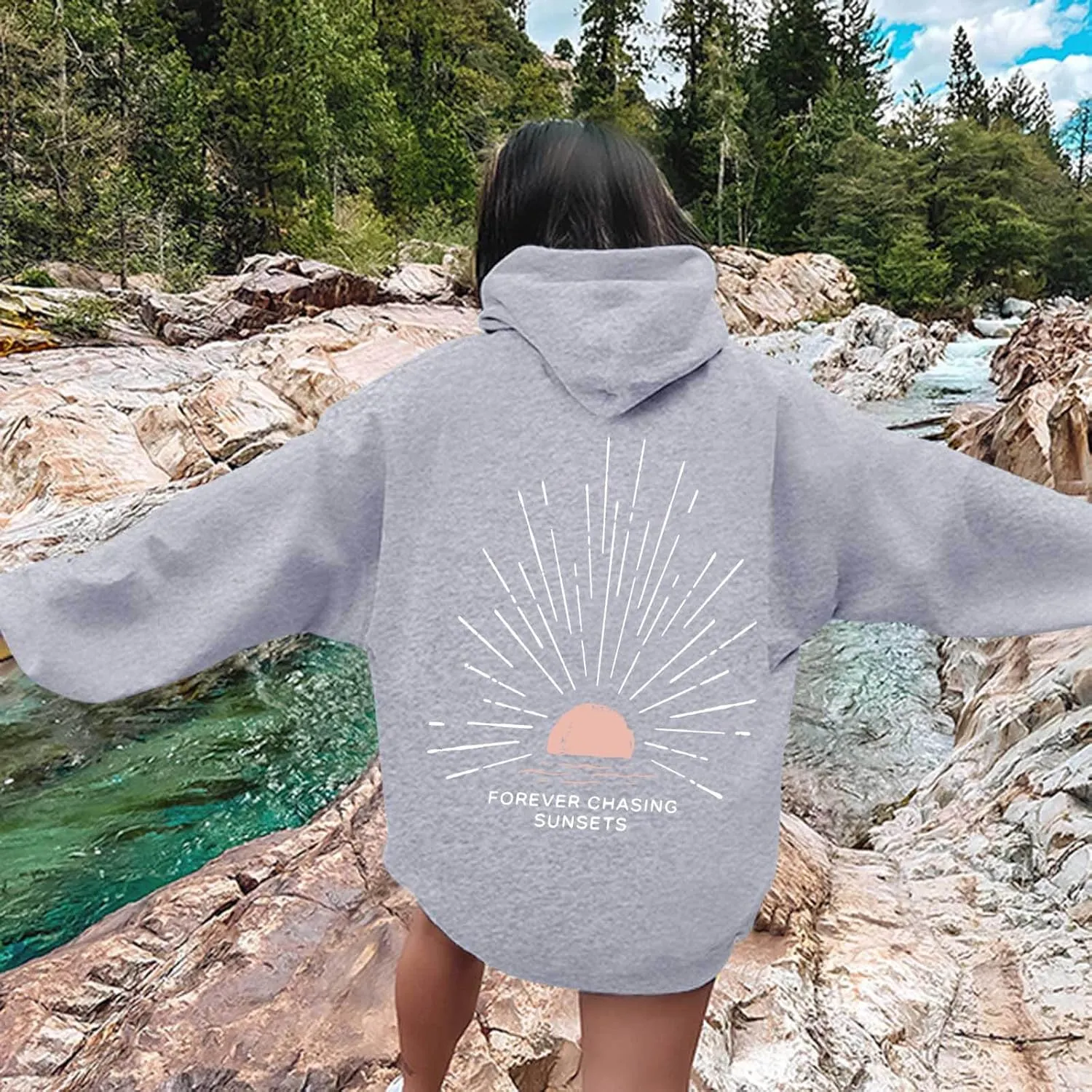 Pink Puff Hoodies for Womens Teen Girls Cute Graphic Hoodie Y2k Oversized Preppy Pullover Sweatshirts Tops with Pocket