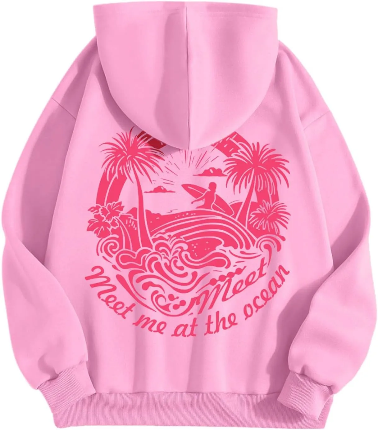 Pink Tracksuit For Women Y2K Drawstring Pullover Shirt Jogger Sweatpant Aesthetic Preppy Hoodies For Teen Girls Baggy