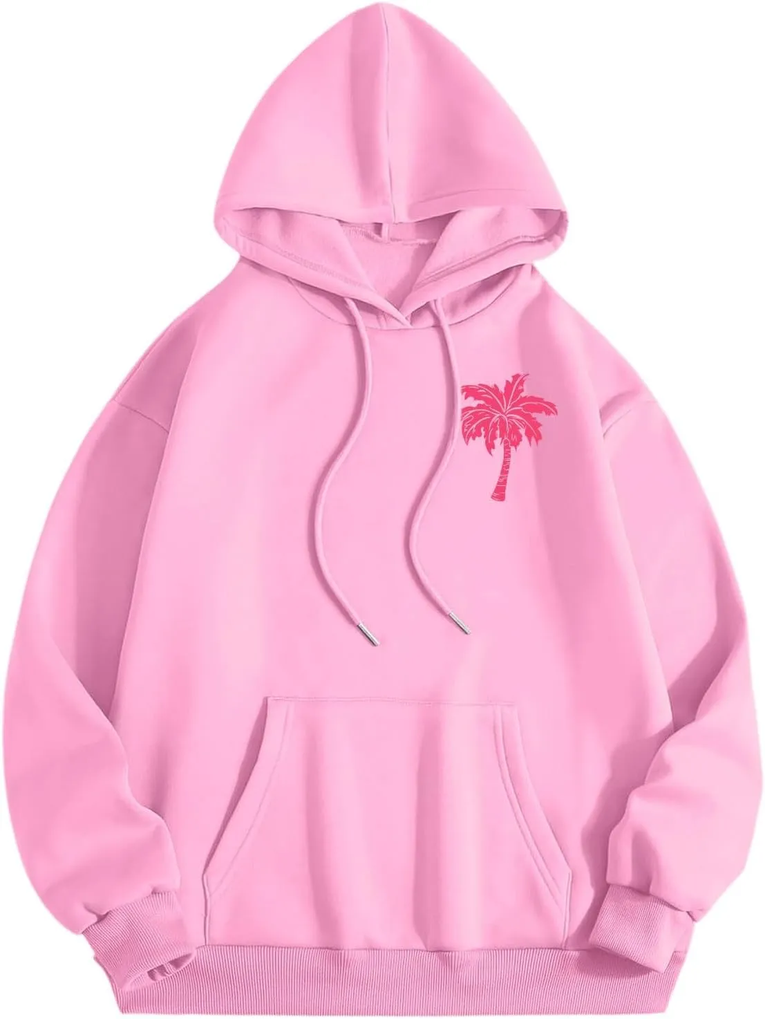 Pink Tracksuit For Women Y2K Drawstring Pullover Shirt Jogger Sweatpant Aesthetic Preppy Hoodies For Teen Girls Baggy