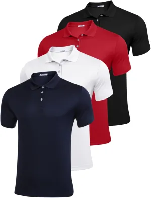 PINSPARK 1/3/4/5 Pack: Golf Polo Shirts for Men Multipacks Quick Dry Short Sleeve Collared Shirt Slim Fit Casual Polos Shirt