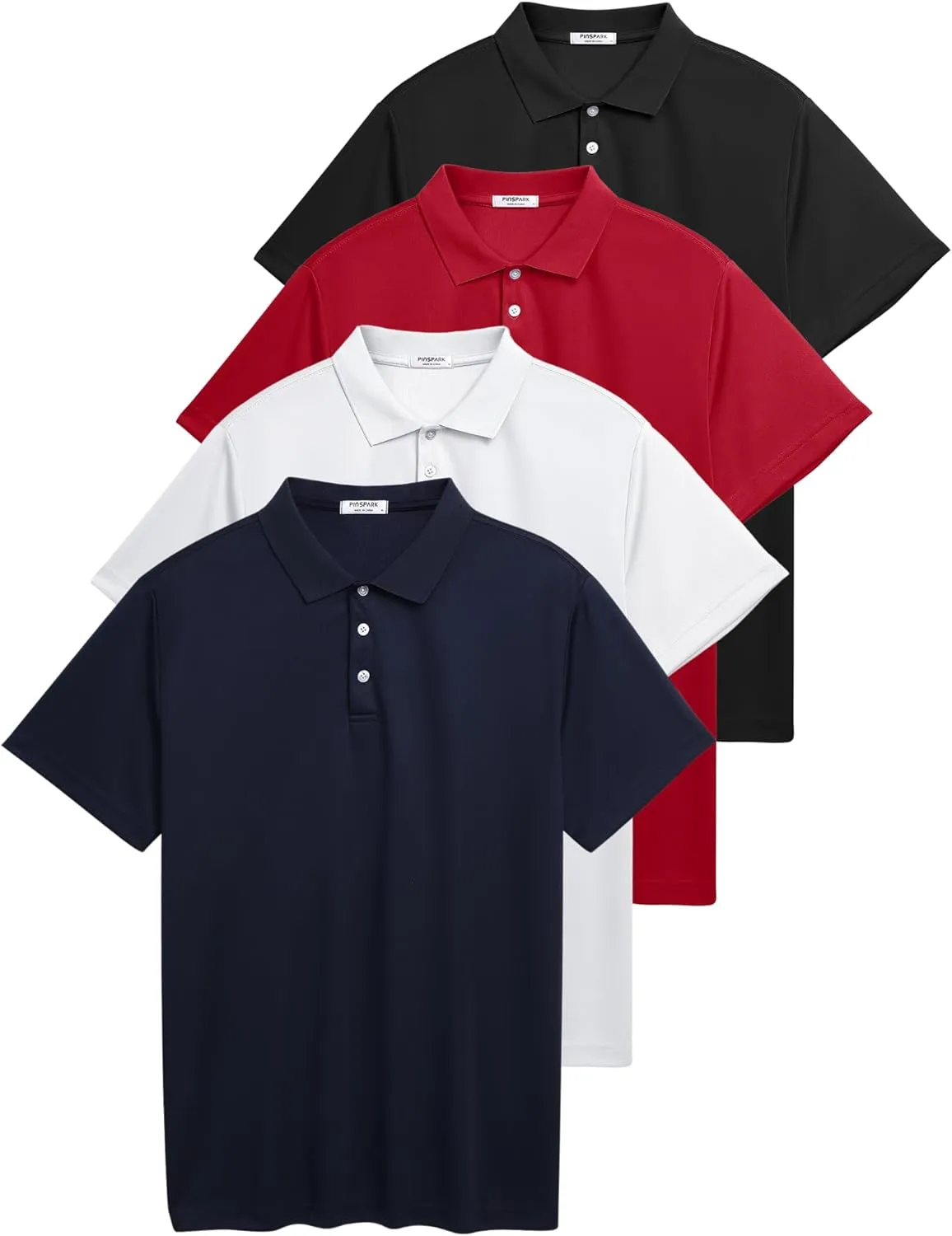 PINSPARK 1/3/4/5 Pack: Golf Polo Shirts for Men Multipacks Quick Dry Short Sleeve Collared Shirt Slim Fit Casual Polos Shirt