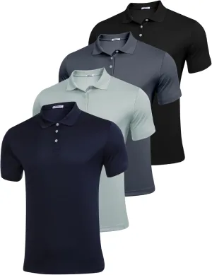 PINSPARK 1/3/4/5 Pack: Golf Polo Shirts for Men Multipacks Quick Dry Short Sleeve Collared Shirt Slim Fit Casual Polos Shirt