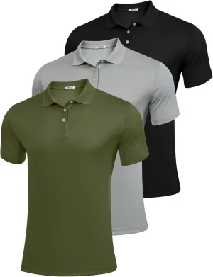 PINSPARK 1/3/4/5 Pack: Golf Polo Shirts for Men Multipacks Quick Dry Short Sleeve Collared Shirt Slim Fit Casual Polos Shirt