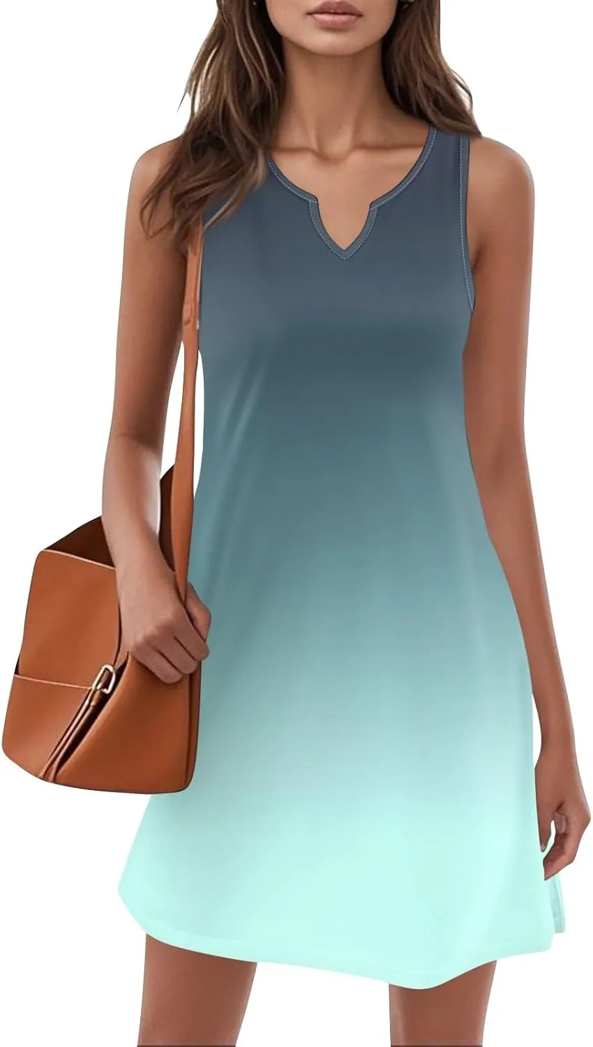 Plus Size Sleeveless Trendy Sundress Ladies Summer Fitness V Neck Comfortable Dresses for Women Loose Fitting