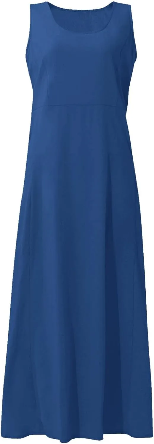 Plus Size Summer Dresses for Women 2025, Sleeveless Casual Cotten Linen Maxi Dress Hawaii Tropical Beach Tank Dress