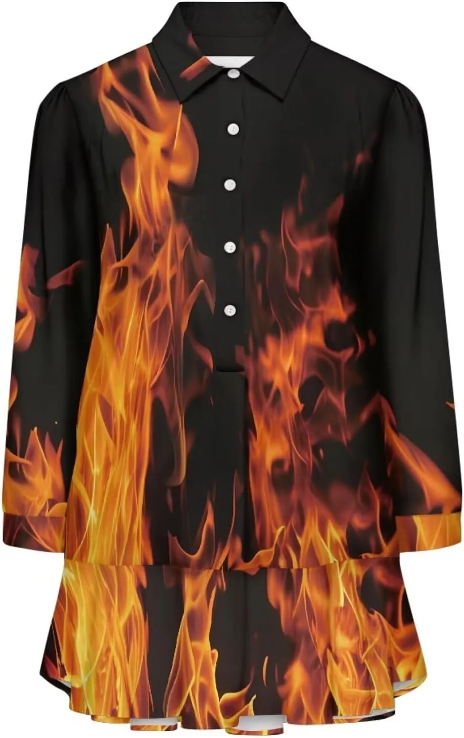 POLERO Womens Floral Mini Shirt Dress V Neck Ruffle Hem Mini Dresses with Pockets Short Dress