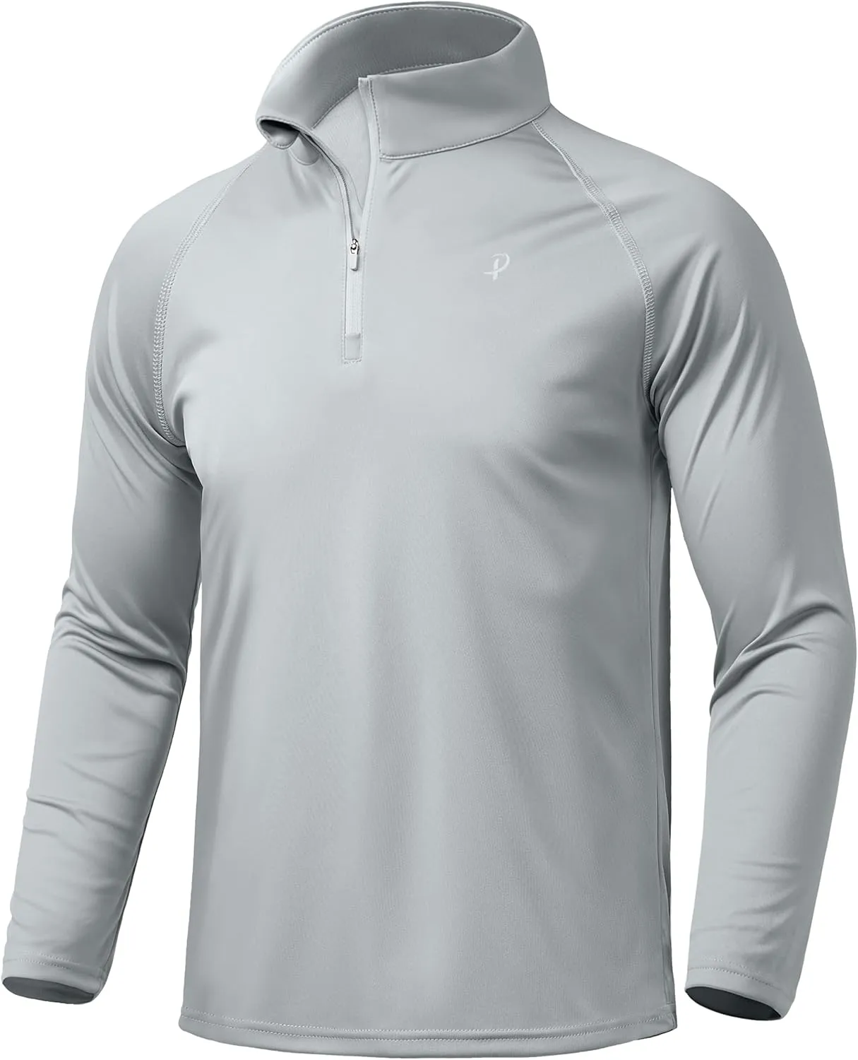 Pudolla Men's 1/4 Zip Sun Protection Shirts UV SPF UPF 50  Long Sleeve Rash Guard Fishing Running Hiking Athletic Tee Shirts