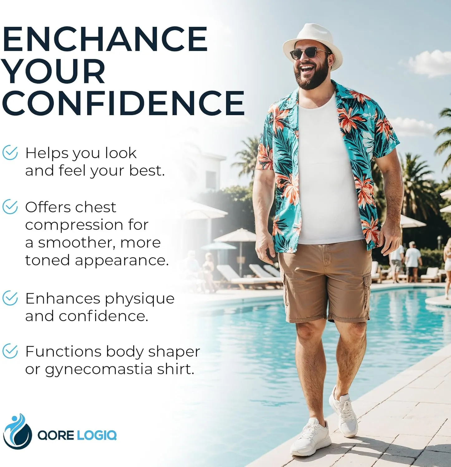 QORE LOGIQ Gynecomastia Compression Shirt Men - Premium Slimming Undershirt Compression Tank Top Mens Shapewear & Body Shaper