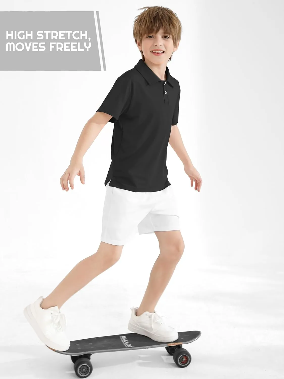 Resinta 3 Pack Boys Dry-Fit Active Athletic Performance Polo Short Sleeve Golf Shirt Cool Quick Dry Training Workout Shirts