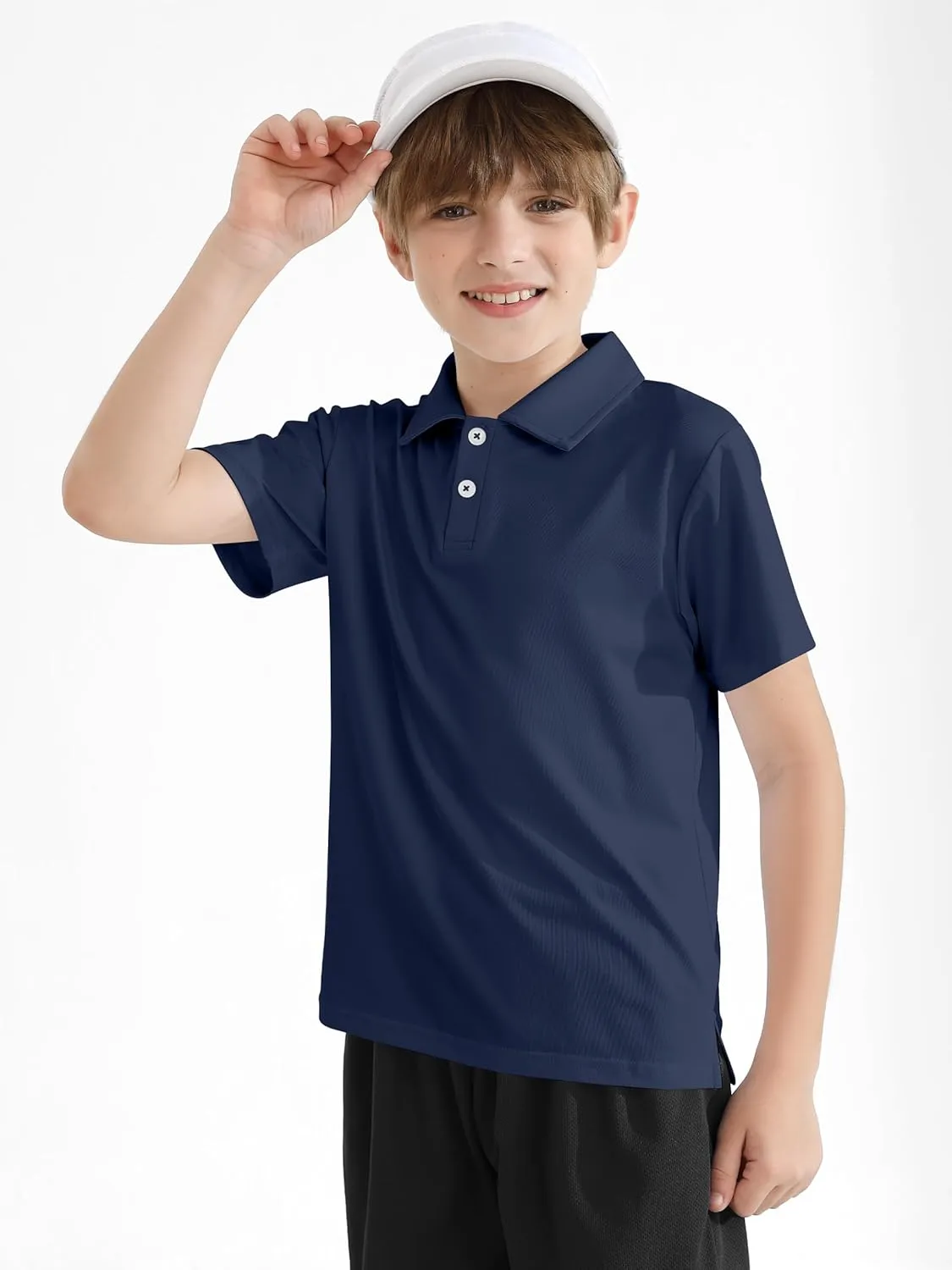 Resinta 3 Pack Boys Dry-Fit Active Athletic Performance Polo Short Sleeve Golf Shirt Cool Quick Dry Training Workout Shirts