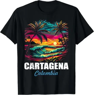 Retro Cartagena Colombia Sunset Vintage Vacation Souvenir T-Shirt