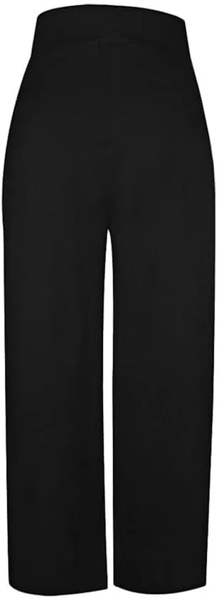 SGASY Womens Palazzo Long Pants High Waist Wide Leg Stretchy Loose Fit Casual Trousers Holiday Flowy Pants with Pocket
